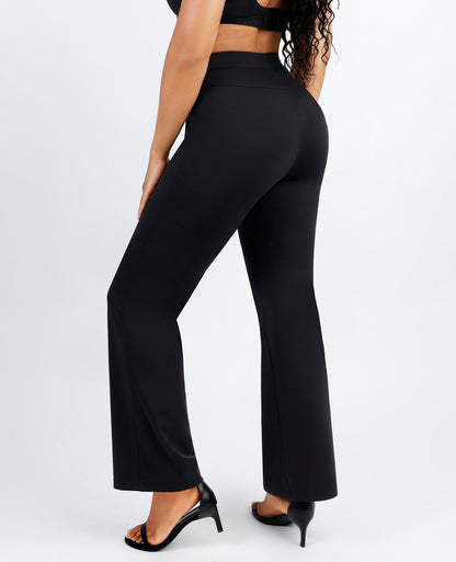 Larisa - Waist Trimming Straight-leg Pants with Built-in Shaping Shorts