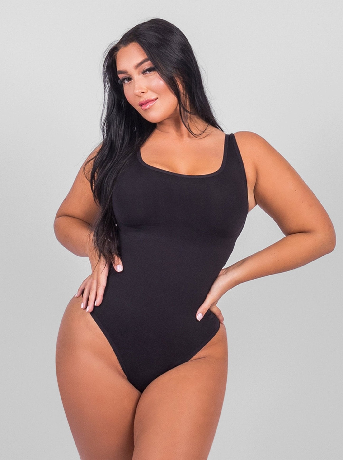 Olivia -  Shaping Scoop Tank Thong Bodysuit