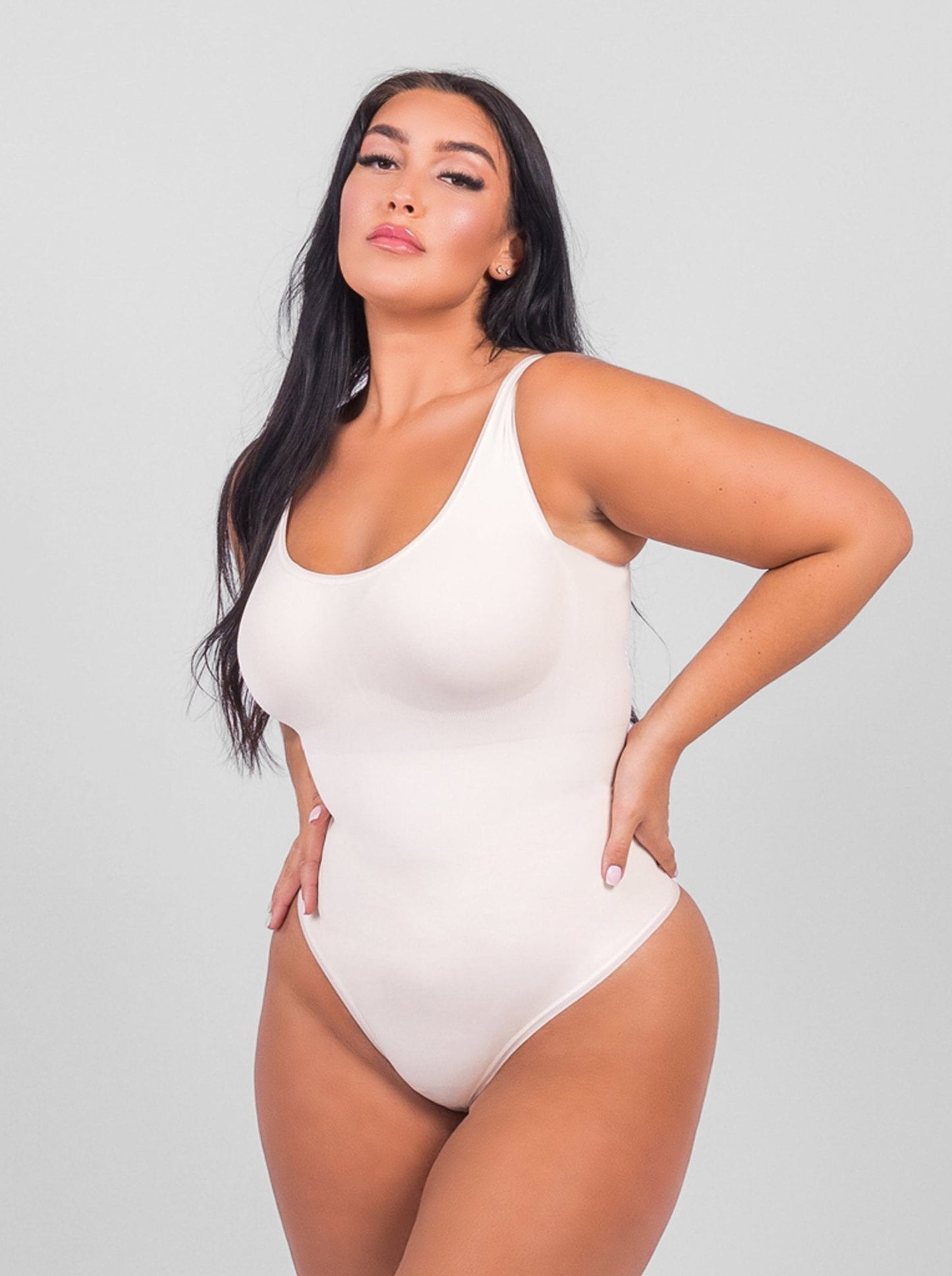 Olivia -  Shaping Scoop Tank Thong Bodysuit